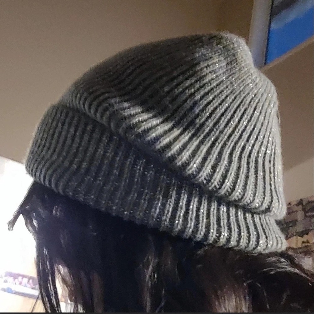 Gray Ribbed Knit Beanie